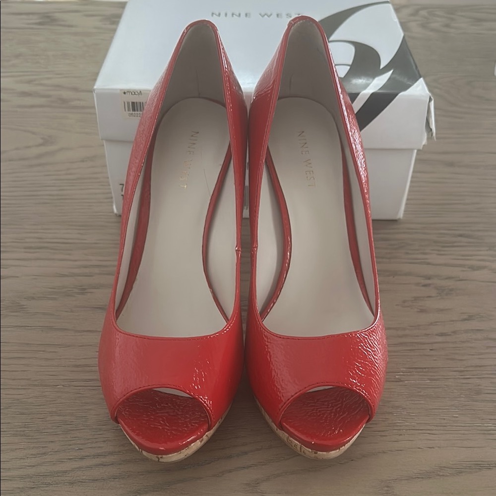 Nine West Red Peep Toe Heels